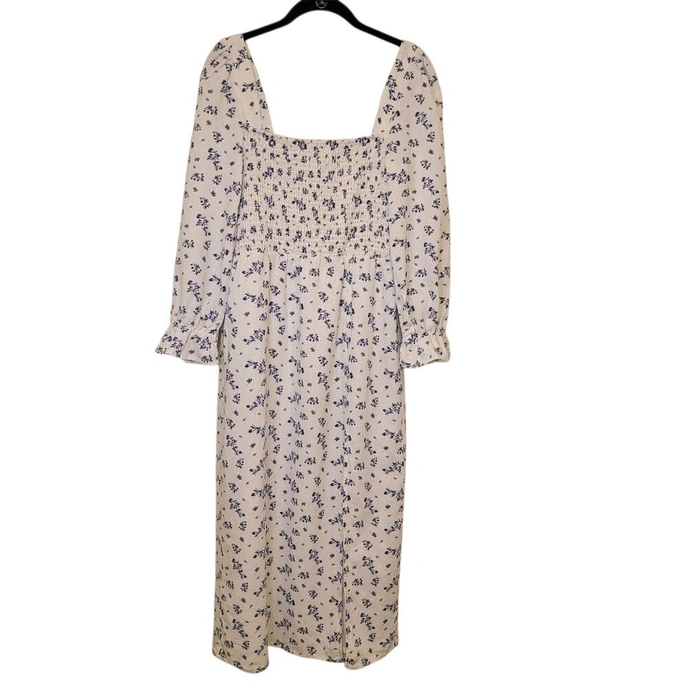 House of Harlow Floral Linen Blend Dress Sz Medium Boho Cottage Peasant Prairie